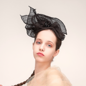 Tea cocktail party wedding church royal ascot kentucky derby black haute couture handmade hat