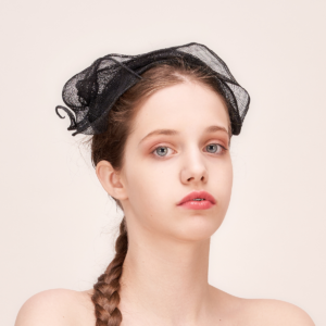 Tea cocktail party wedding church royal ascot kentucky derby black fascinator hat