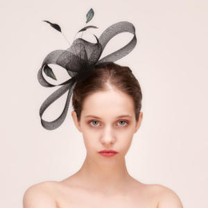 Tea cocktail party wedding church royal ascot kentucky derby black fascinator hat