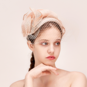 Tea and cocktail party beige fascinator hat