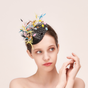 Tea cocktail party wedding church royal ascot kentucky derby black fascinator hat